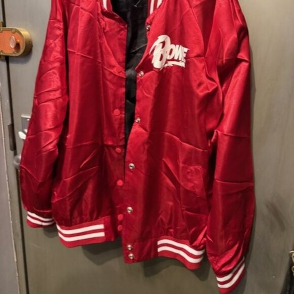 Retro David Bowie Rare Limited Edition Red Satin Bomber / Varsity Tour Jacket - Picture 10 of 16